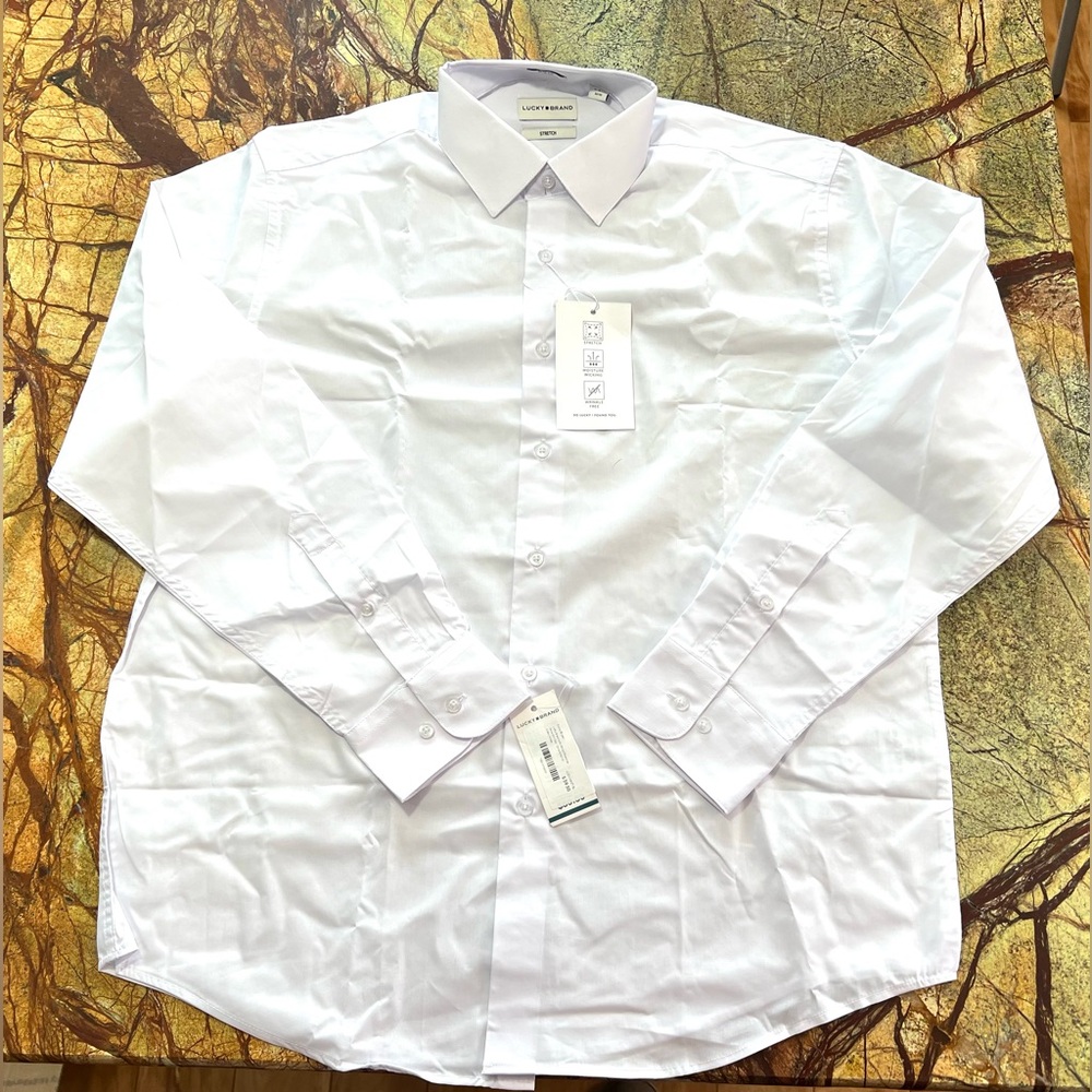 Sold Out Lucky Brand men’s white dress shirt size Large slim fit 16-16 1/2 32-33